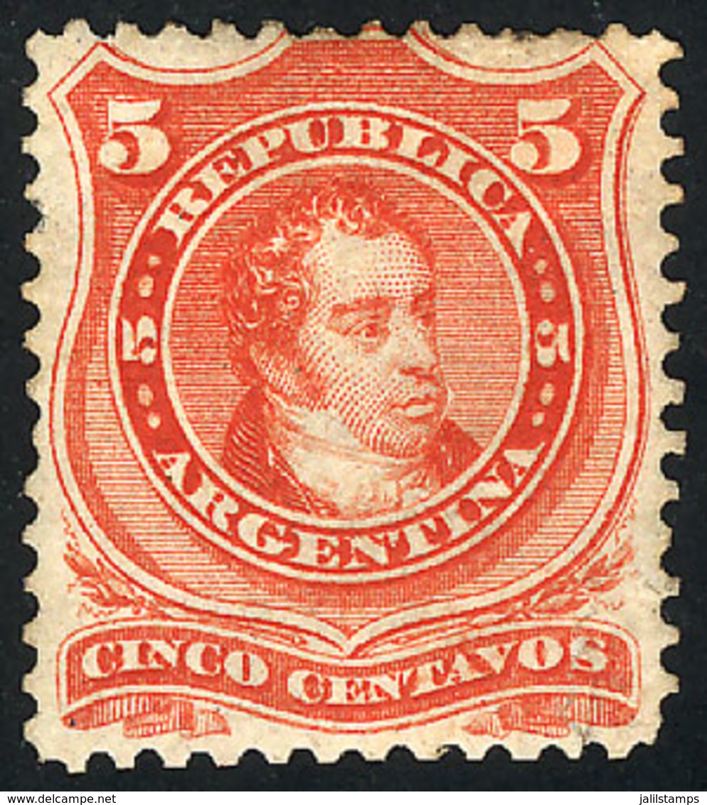 ARGENTINA: GJ.37, Rivadavia 5c. With Groundwork Of Horizontal Lines, Fine Quality, Rare! - Andere & Zonder Classificatie