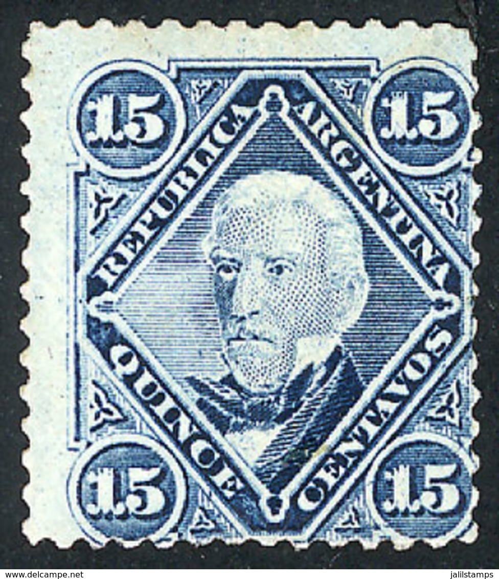 ARGENTINA: GJ.41, 15c. San Martín, Groundwork Of Horizontal Lines, Regummed, Fine Appearance, Low Start - Other & Unclassified