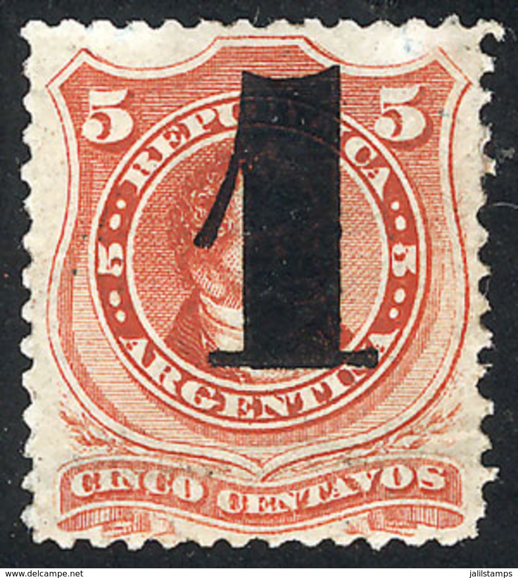 ARGENTINA: GJ.45, 1c. On 5c. Provisional, VF Quality - Autres & Non Classés