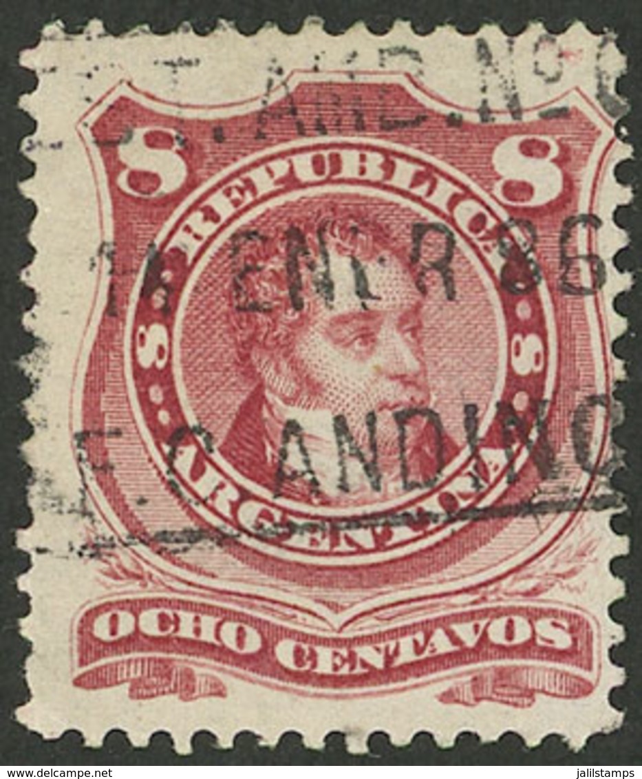 ARGENTINA: GJ.54A, 8c. Rivadavia, Type II, With Rectangular Datestamp Of Railway PO Of F.C. ANDINO, VF - Andere & Zonder Classificatie