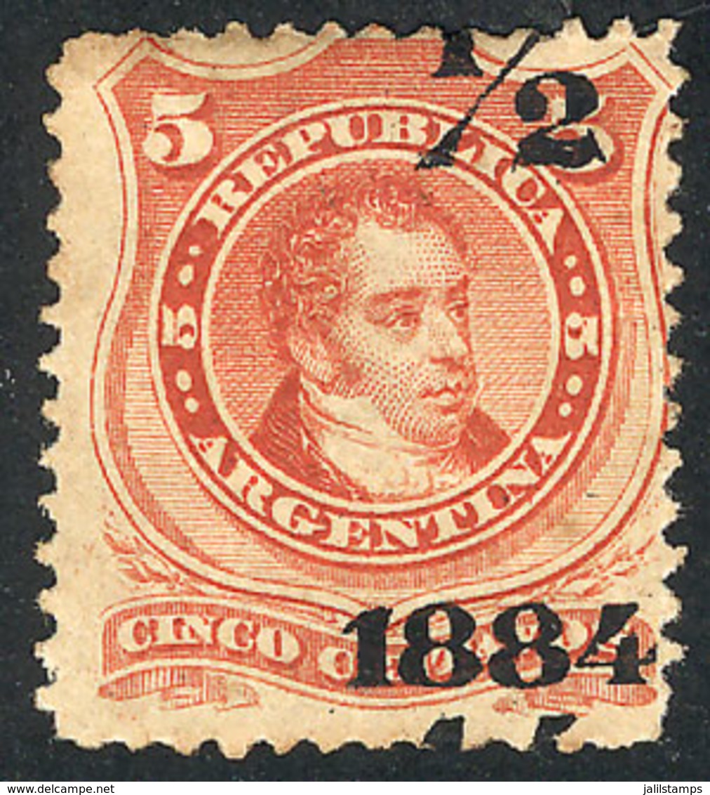 ARGENTINA: GJ.71a, ½c. On 5c. Provisional, With Variety: "½" At Top, VF" - Autres & Non Classés