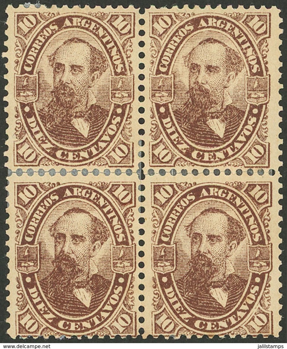 ARGENTINA: GJ.87, 10c. Avellaneda, Block Of 4 Consisting Of 2 Re-joined Pairs, VF - Otros & Sin Clasificación