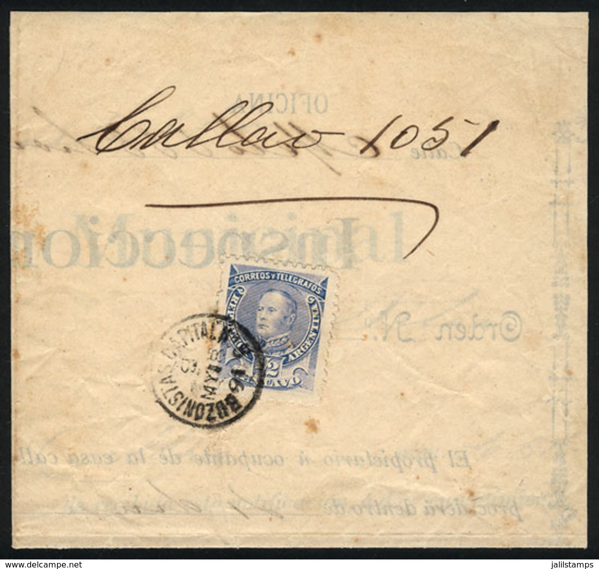 ARGENTINA: GJ.97, ½c. Urquiza, Used On A Note Of The City Hall Demanding A Homeowner To Repair His Sidewark, Used In Bue - Otros & Sin Clasificación