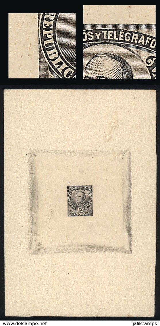 ARGENTINA: GJ.97, ½c. Urquiza, Die Proof Printed On Very Thick Paper, SECOND STAGE (unadopted): The Accents Of "REPÚBLIC - Autres & Non Classés