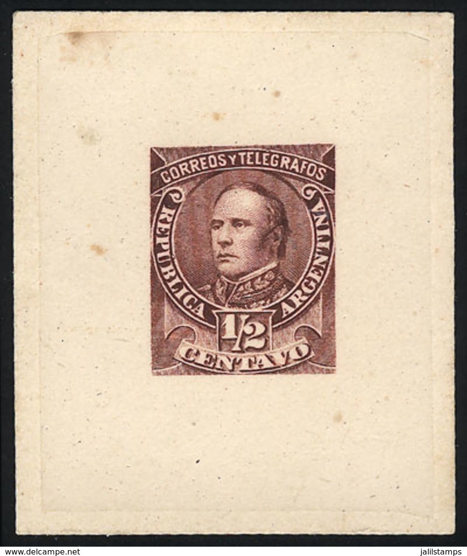 ARGENTINA: GJ.97, ½c. Justo José De Urquiza, DIE Proof Printed On Very Thick Paper, THIRD STAGE (definitive), In Violet- - Other & Unclassified