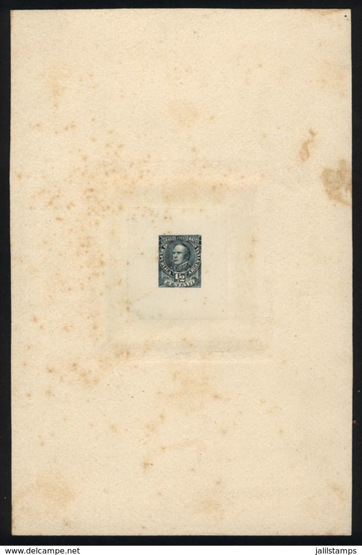 ARGENTINA: GJ.97, ½c. Justo José De Urquiza, DIE PROOF On Thin And Translucent Paper Glued To Card, THIRD STAGE (definit - Autres & Non Classés