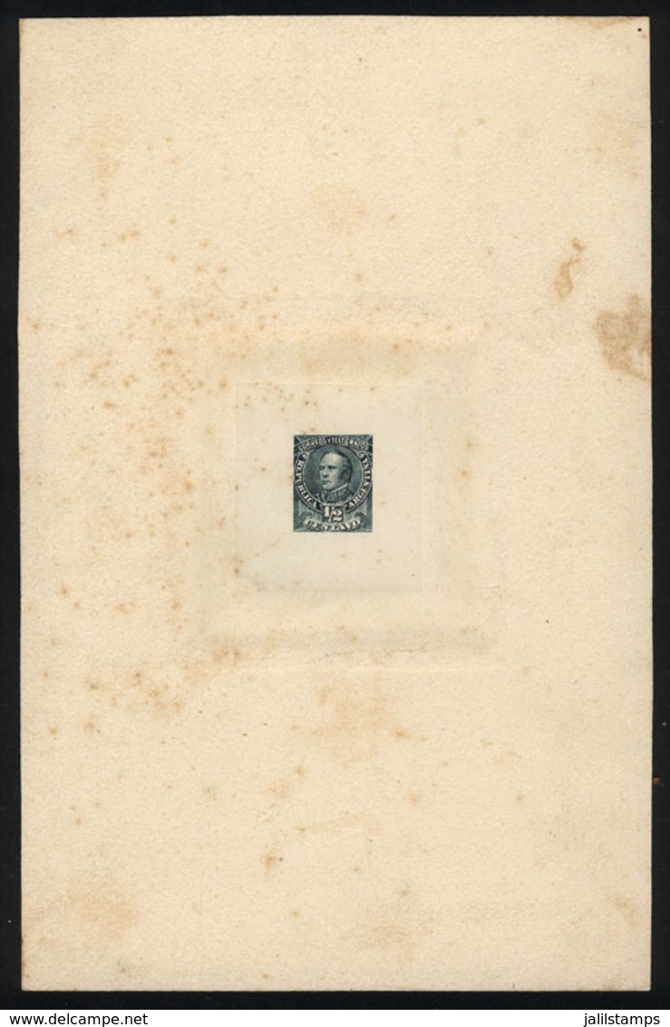 ARGENTINA: GJ.97, ½c. Justo José De Urquiza, DIE PROOF On Thin And Translucent Paper Glued To Card, THIRD STAGE (definit - Altri & Non Classificati