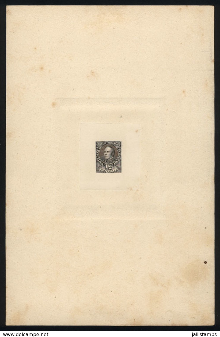 ARGENTINA: GJ.97, ½c. Justo José De Urquiza, DIE PROOF On Thin And Translucent Paper Glued To Card, THIRD STAGE (definit - Otros & Sin Clasificación