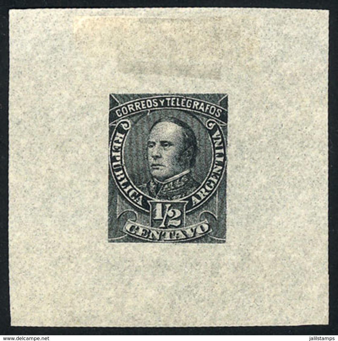 ARGENTINA: GJ.97, ½c. Justo José De Urquiza, DIE PROOF On Very Thin And Translucent Paper, Black-gray Color, VF Quality! - Otros & Sin Clasificación