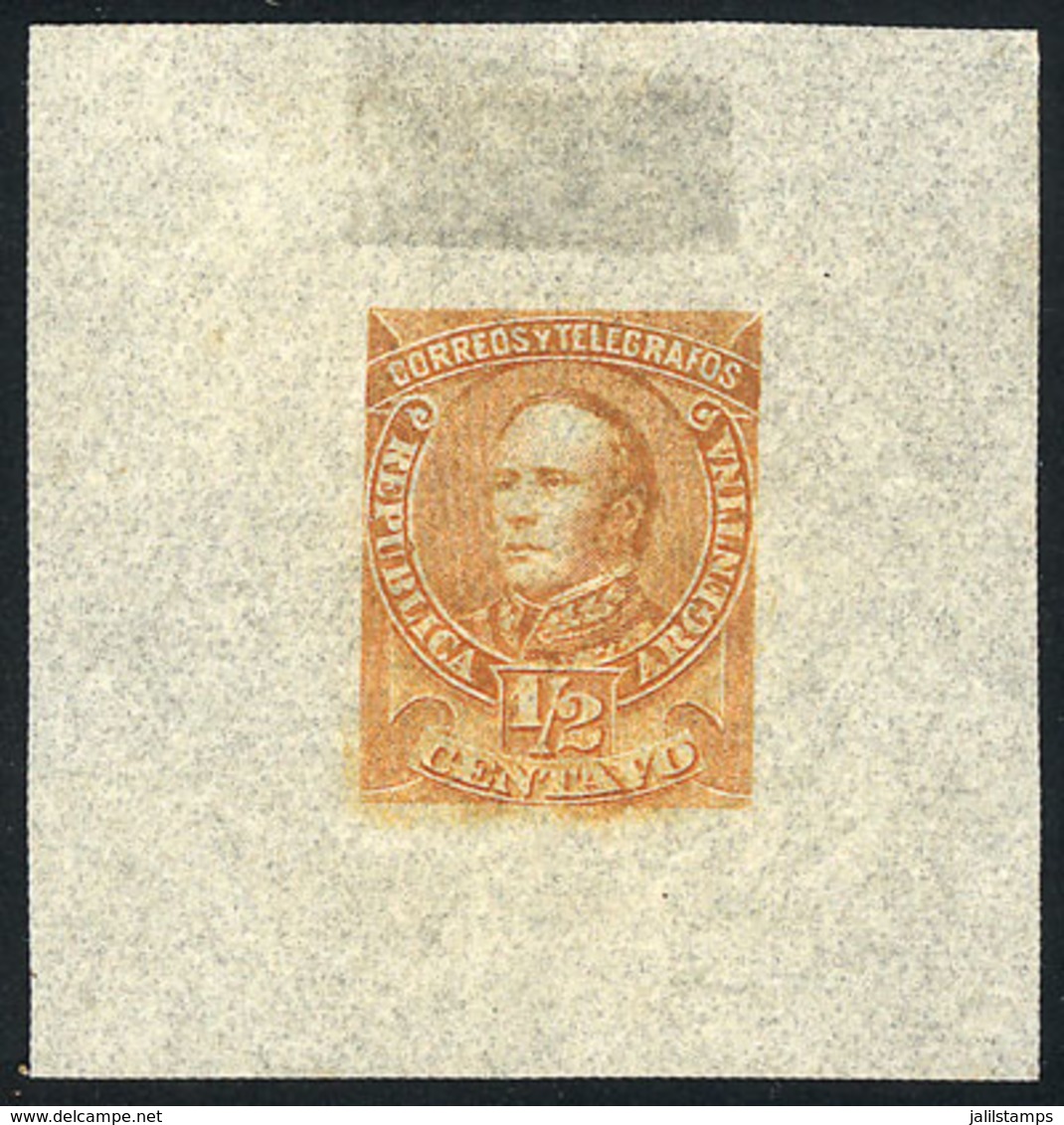 ARGENTINA: GJ.97, ½c. Justo José De Urquiza, DIE PROOF On Very Thin And Translucent Paper, Dark Orange, VF Quality! - Otros & Sin Clasificación