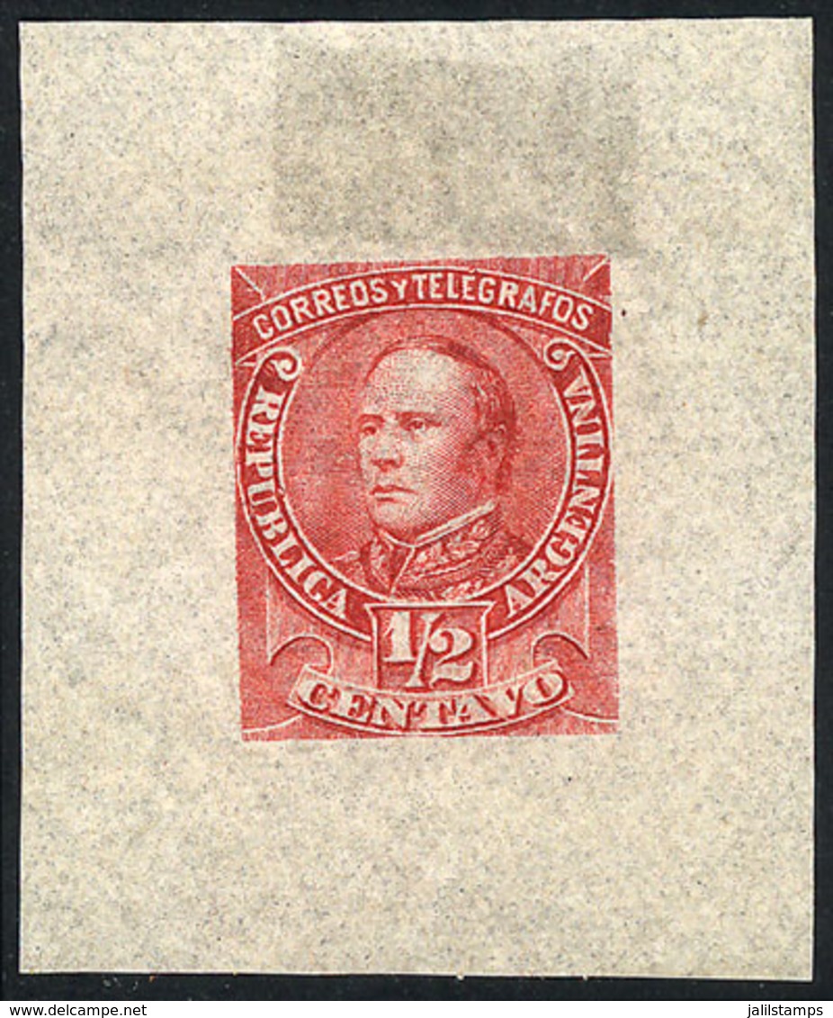 ARGENTINA: GJ.97, ½c. Justo José De Urquiza, DIE PROOF On Very Thin And Translucent Paper, Rose-red, VF Quality! - Other & Unclassified