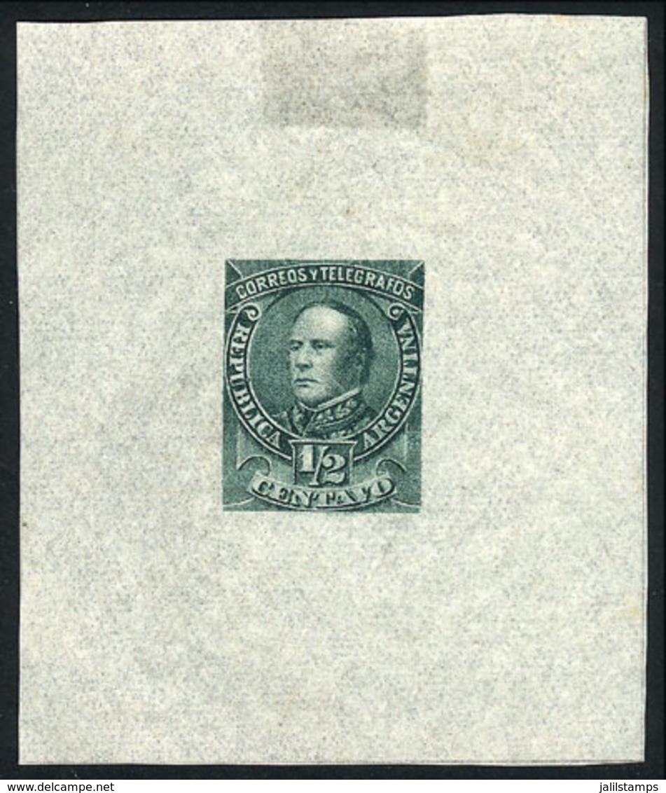 ARGENTINA: GJ.97, ½c. Justo José De Urquiza, DIE PROOF On Very Thin And Translucent Paper, Green Color, VF Quality! - Other & Unclassified