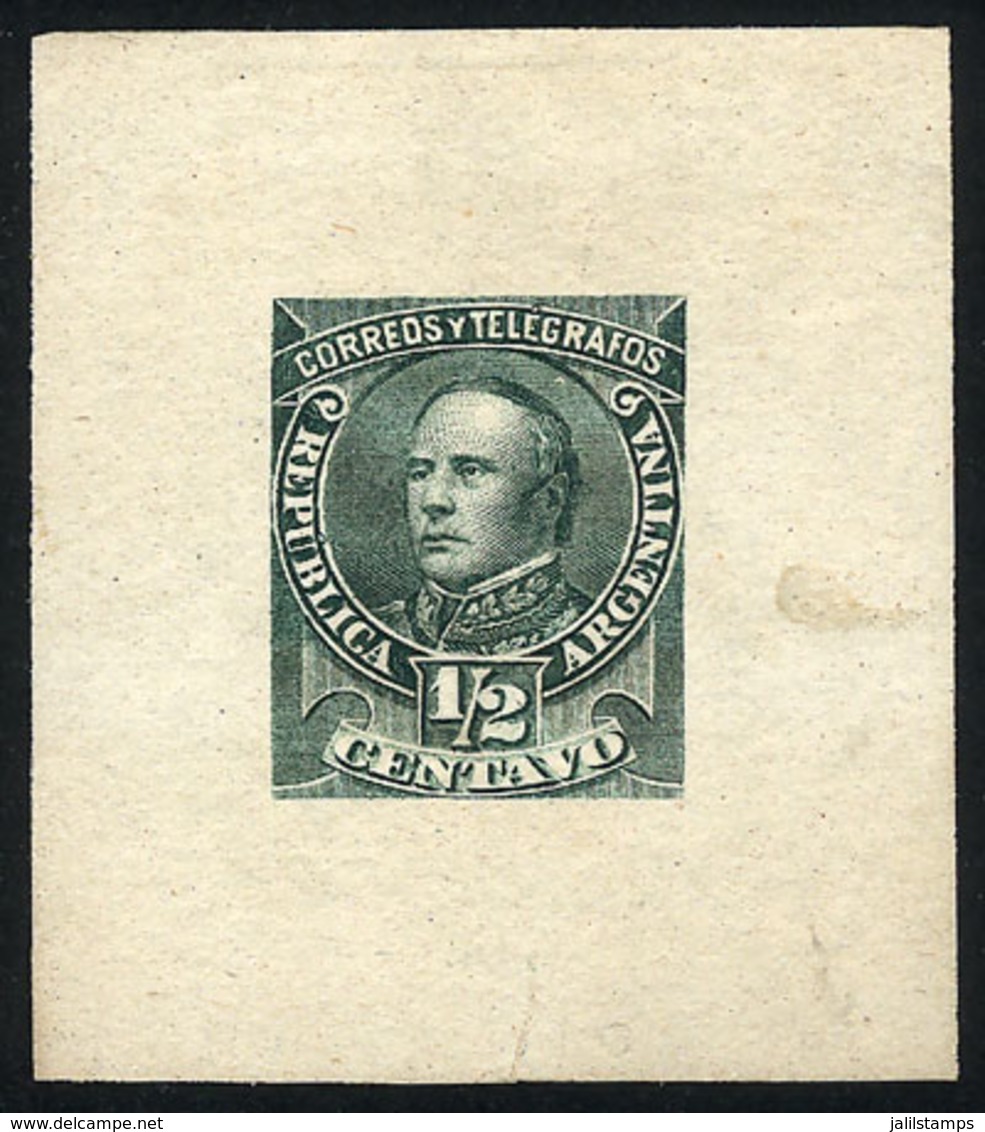 ARGENTINA: GJ.97, ½c. Justo José De Urquiza, DIE PROOF Printed On Medium Paper, THIRD STAGE (definitive), In Dark And Da - Otros & Sin Clasificación