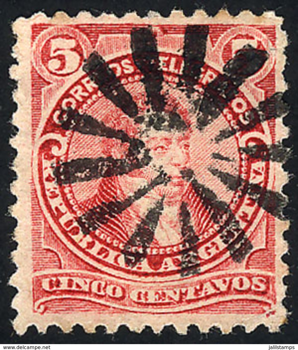 ARGENTINA: GJ.106, 5c. Rivadavia, Type II, Used With Very Interesting Mute Cancel, VF Quality - Autres & Non Classés