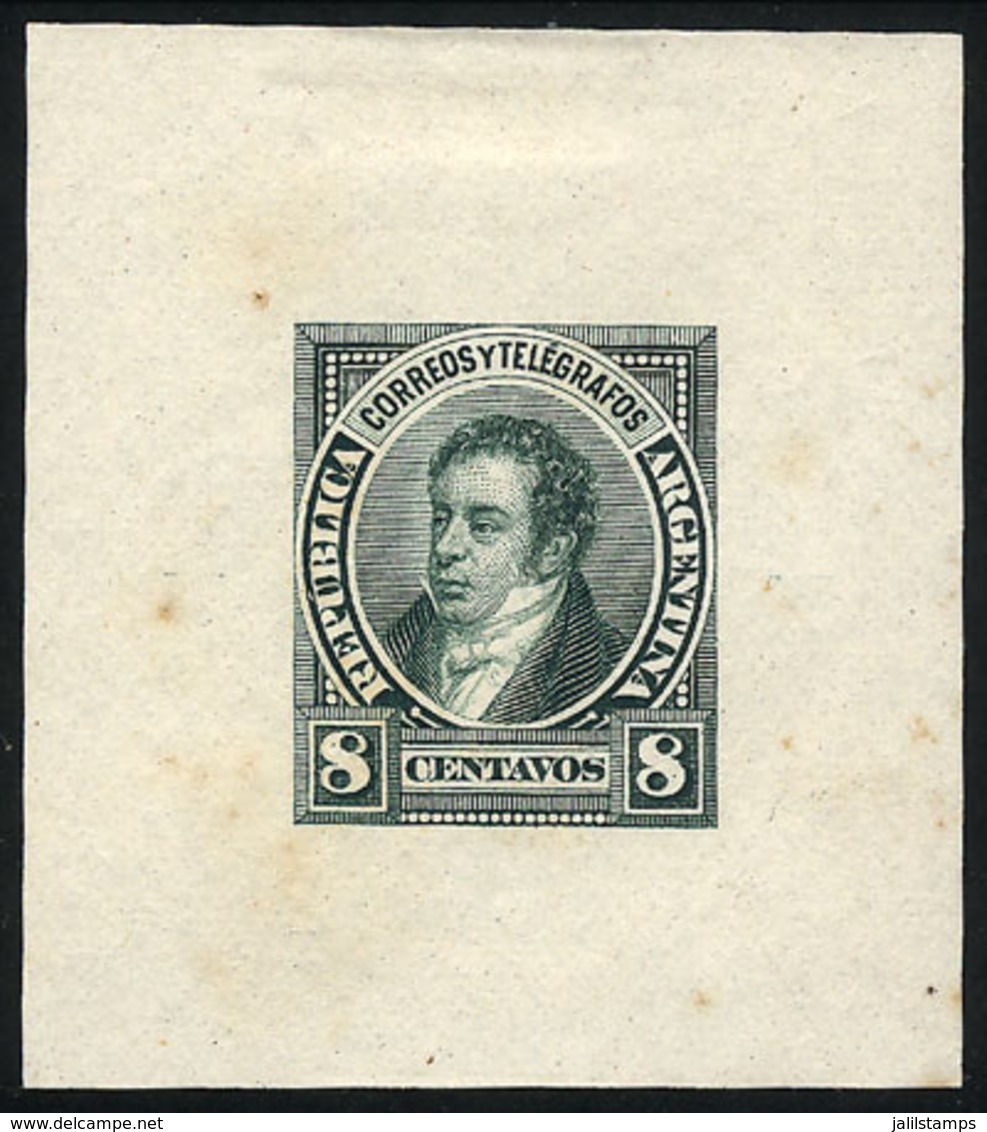 ARGENTINA: GJ.109, 8c. Rivadavia, DIE PROOF In Green, Medium Paper, VF Quality! - Autres & Non Classés