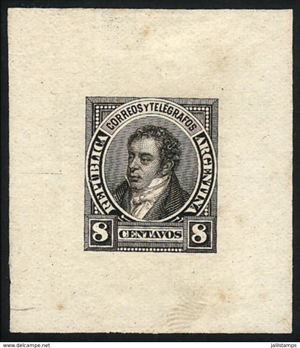 ARGENTINA: GJ.109, 8c. Rivadavia, DIE PROOF In Black, Medium Paper, VF Quality! - Other & Unclassified