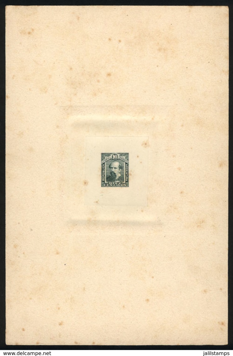 ARGENTINA: GJ.110, 10c. Avellaneda, DIE PROOF, SECOND STAGE (the Rectangular Pearl Frame Is More Defined), Green, On Thi - Autres & Non Classés