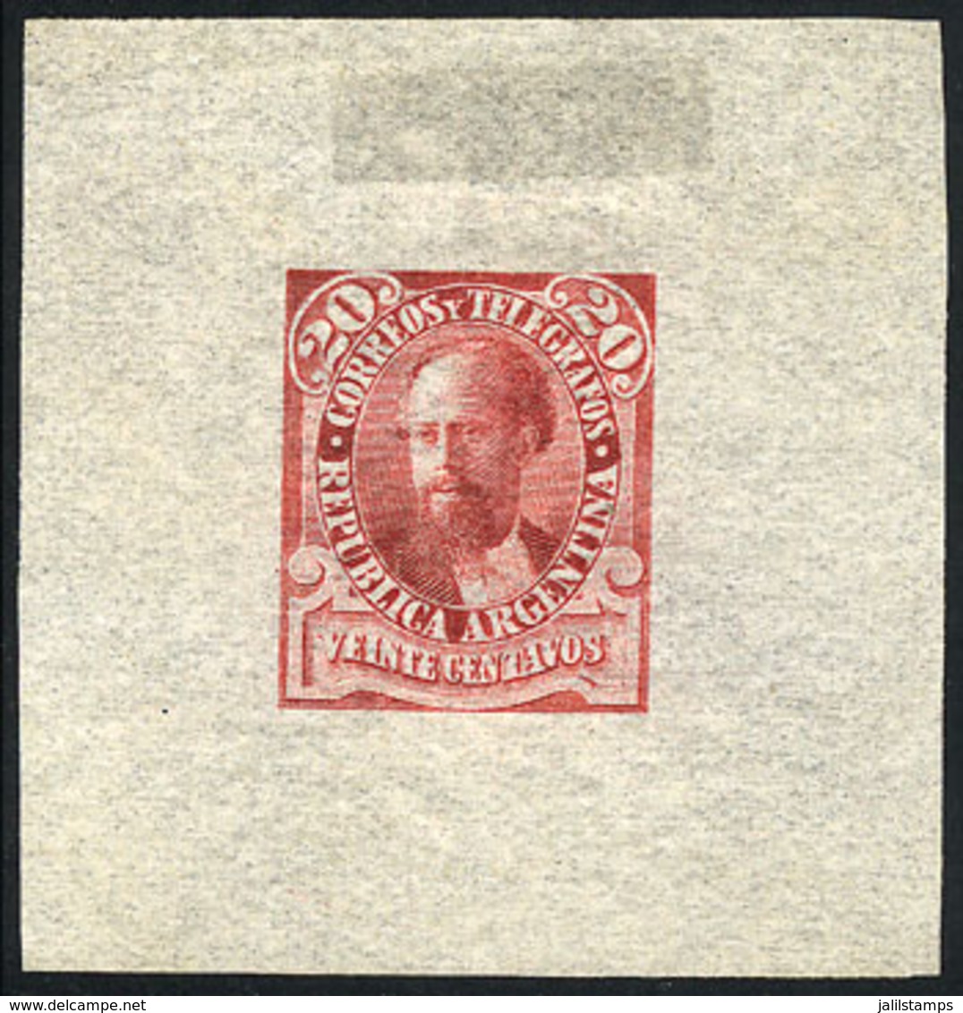 ARGENTINA: 20c. Julio Roca (unissued), DIE ESSAY, SECOND STAGE (colored Background), Red Color, Printed On Very Thin Tra - Altri & Non Classificati