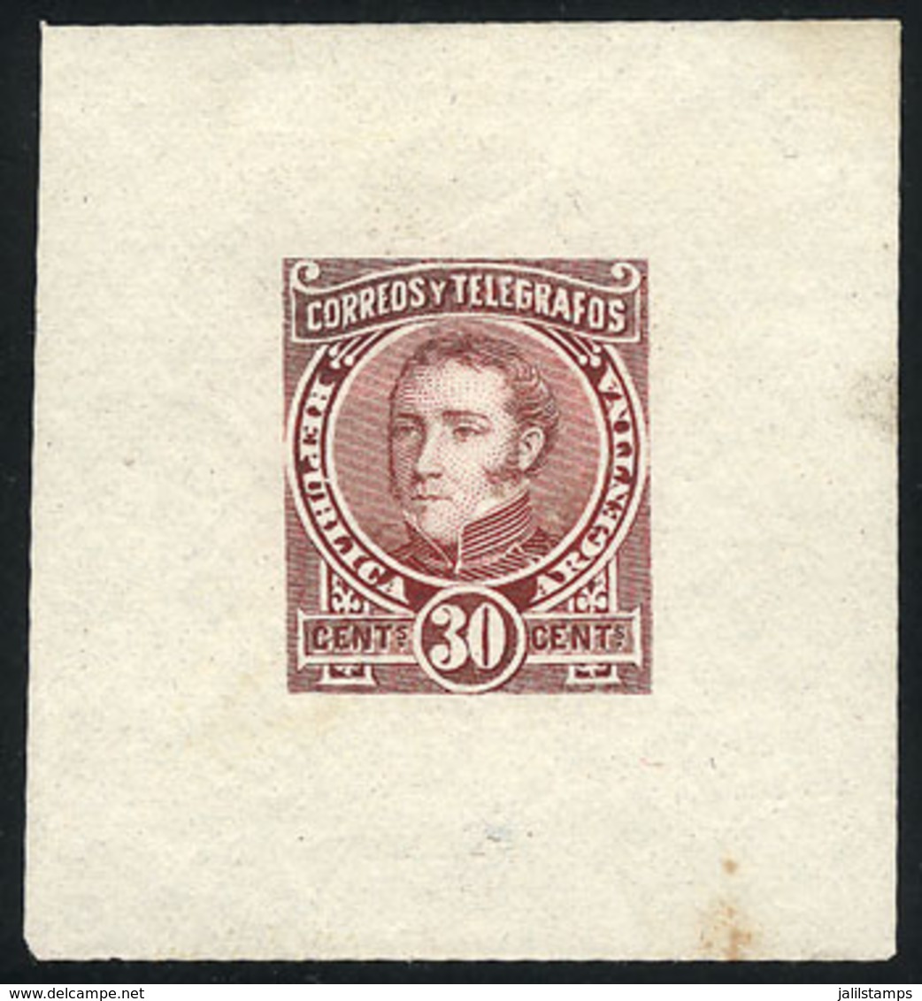 ARGENTINA: 30c. Dorrego  (unissued), DIE ESSAY In Light Violet, Printed On Thin Paper, VF Quality - Altri & Non Classificati