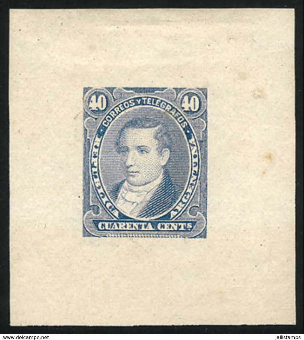 ARGENTINA: GJ.112, 40c. Moreno, DIE PROOF In Light Blue, Medium Paper, VF Quality - Other & Unclassified