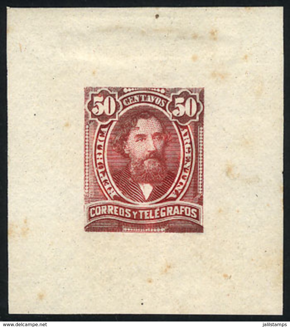 ARGENTINA: GJ.113, 50c. Mitre, DIE PROOF In Claret Color, Medium Paper, VF Quality - Otros & Sin Clasificación