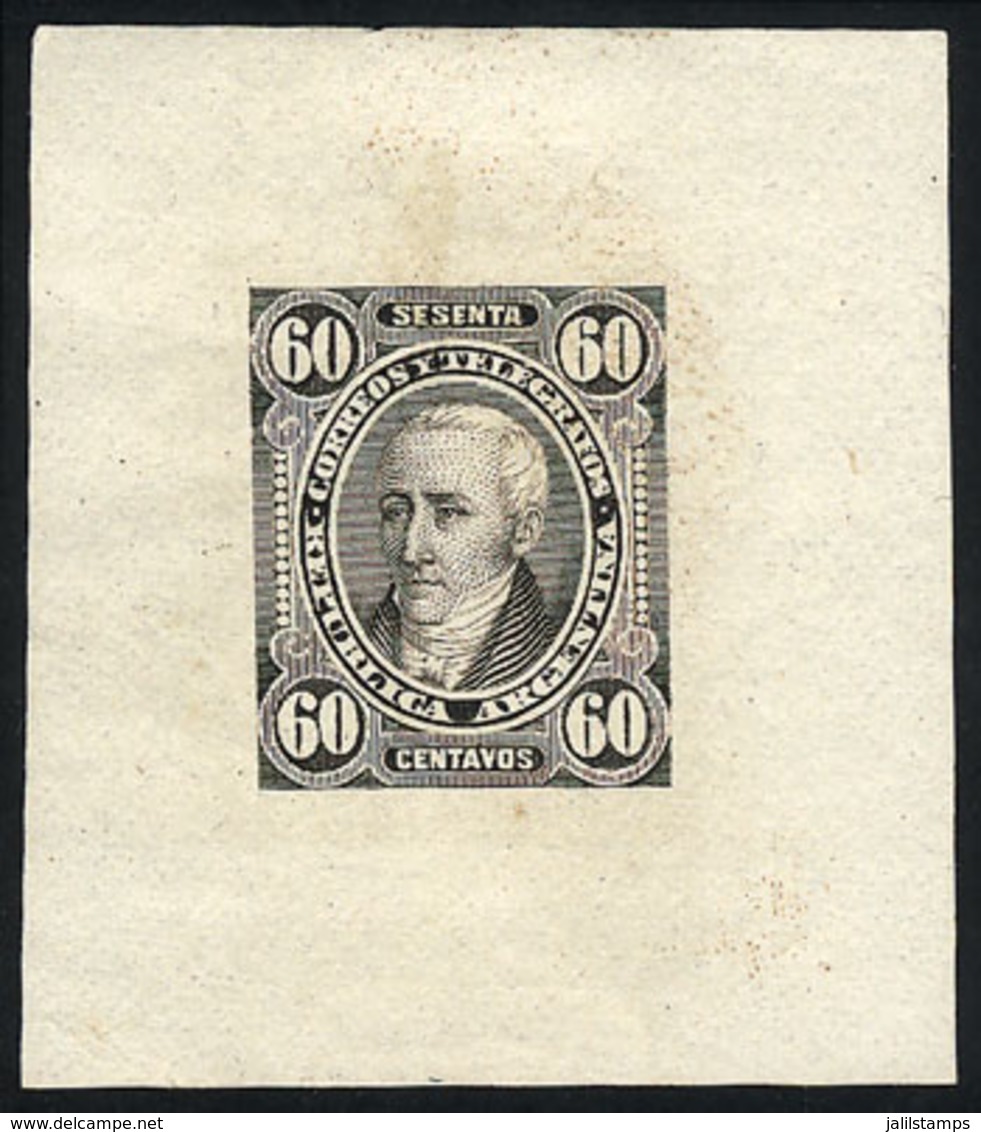 ARGENTINA: GJ.114, 60c. Posadas, DIE PROOF In Black-chestnut, Medium Paper, VF Quality - Autres & Non Classés