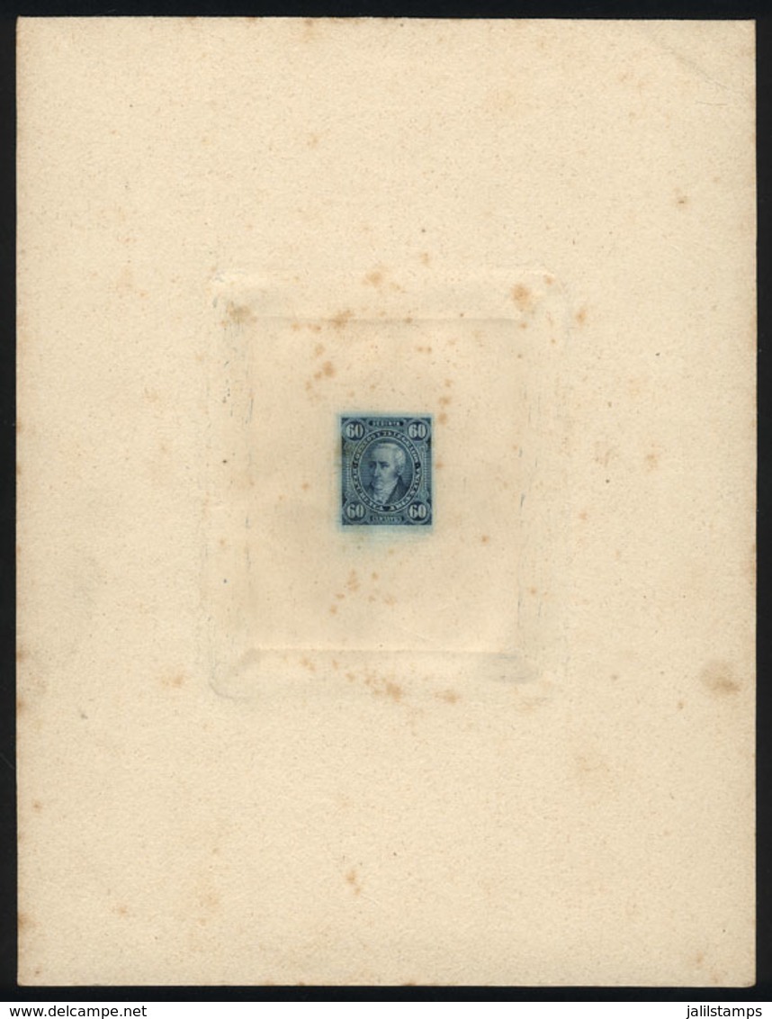 ARGENTINA: GJ.114, 60c. Posadas, DIE PROOF In Blue, Very Thick Paper, With Stain Spots Else VF - Other & Unclassified