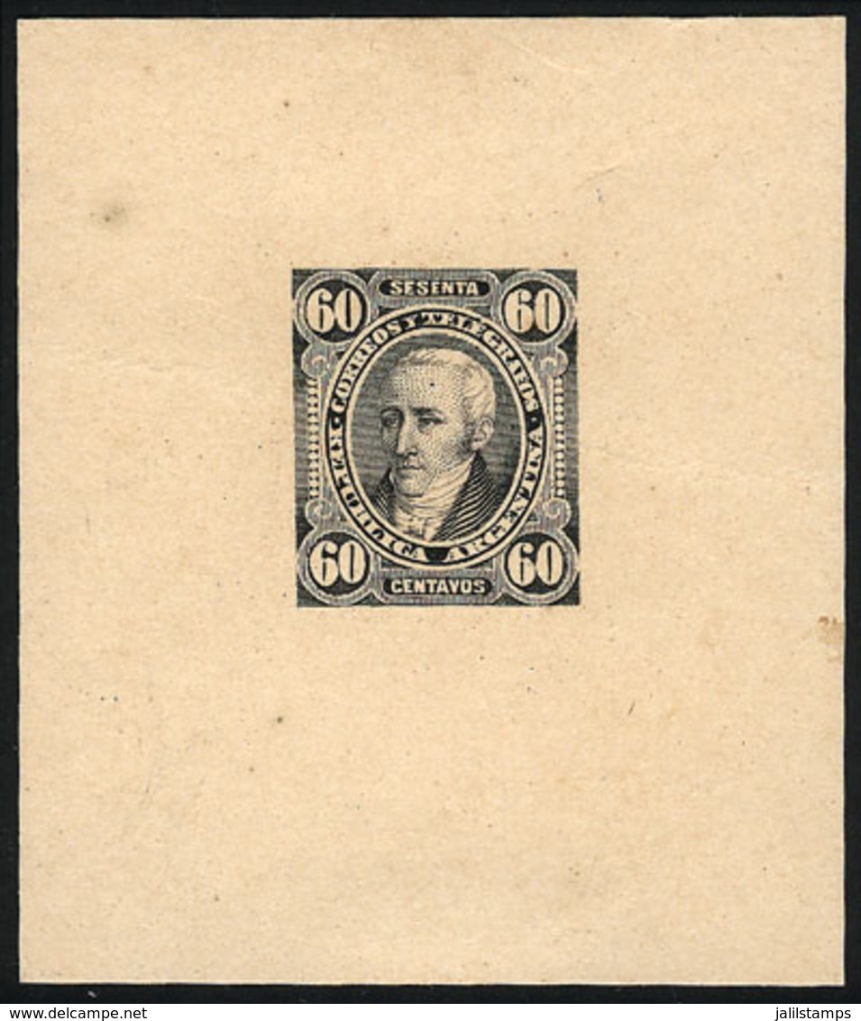 ARGENTINA: GJ.114, 60c. Posadas, DIE PROOF In Black, Printed On Card, Light Crease, VF Appearance - Altri & Non Classificati