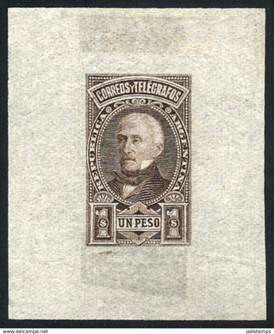 ARGENTINA: GJ.115, 1P San Martín, DIE PROOF In Dun Color, Very Thin Translucent Paper, VF Quality - Autres & Non Classés