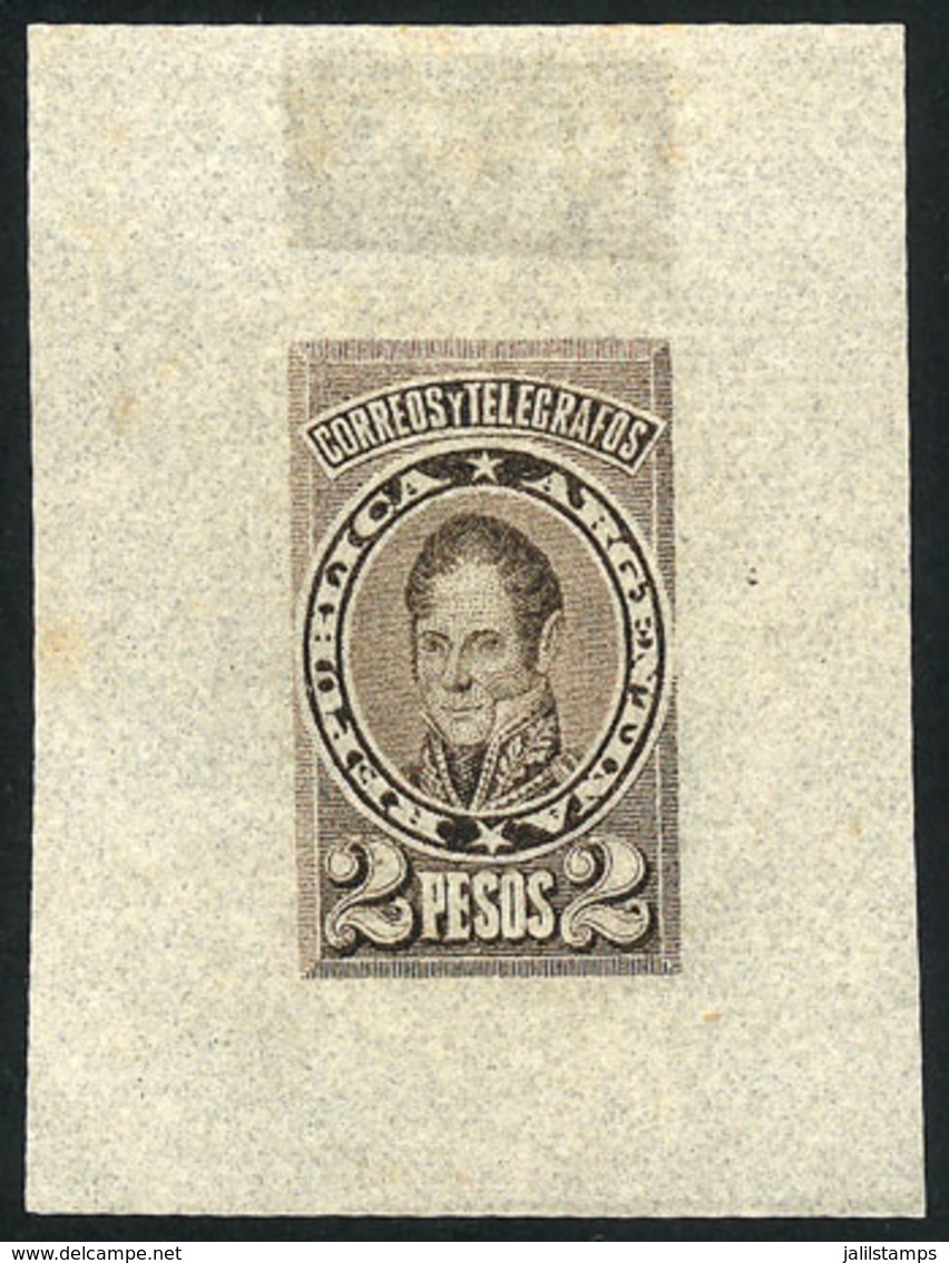 ARGENTINA: 2P. Rondeau (unissued), DIE PROOF In Light Dun, Printed On Very Thin Translucent Paper, VF Quality - Autres & Non Classés