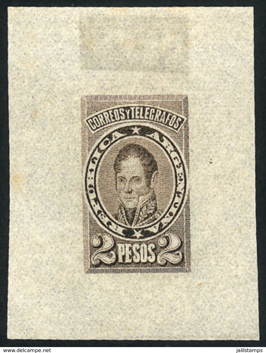 ARGENTINA: 2P. Rondeau (unissued), DIE PROOF In Light Dun, Printed On Very Thin Translucent Paper, VF Quality - Otros & Sin Clasificación