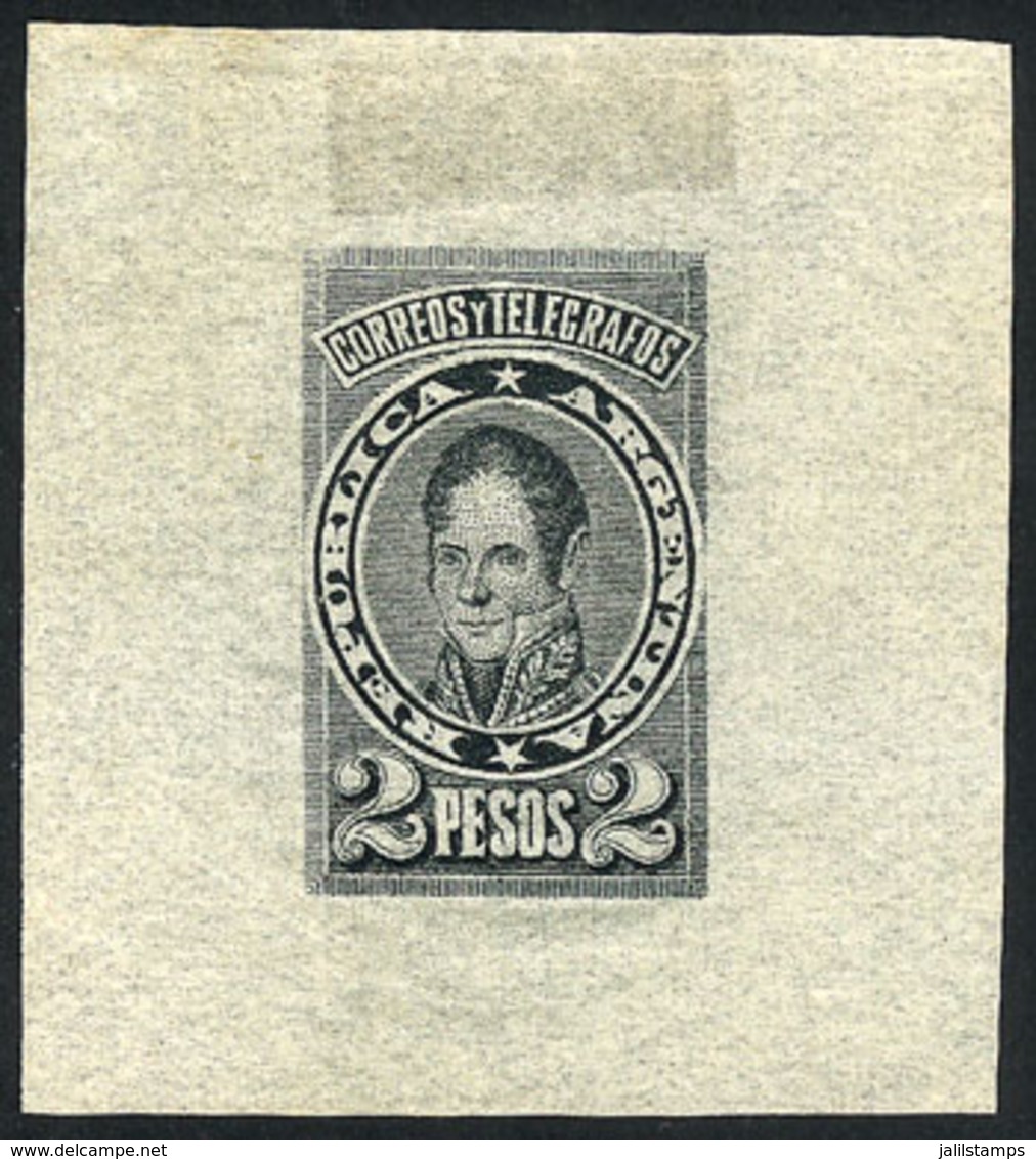ARGENTINA: 2P. Rondeau (unissued), DIE PROOF In Black, Printed On Very Thin Translucent Paper, VF Quality - Autres & Non Classés