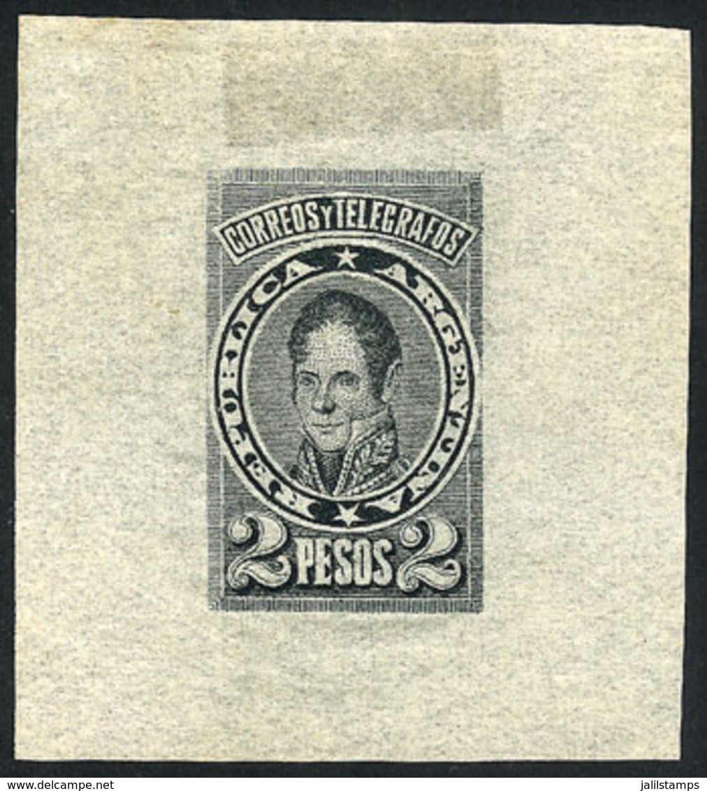 ARGENTINA: 2P. Rondeau (unissued), DIE PROOF In Black, Printed On Very Thin Translucent Paper, VF Quality - Altri & Non Classificati