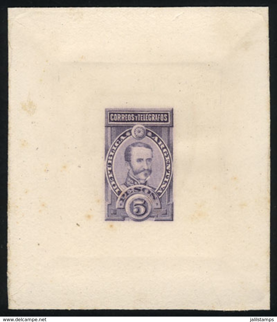 ARGENTINA: GJ.116, 5P Lamadrid, DIE PROOF In Violet Lilac, Printed On Card, VF Quality - Altri & Non Classificati