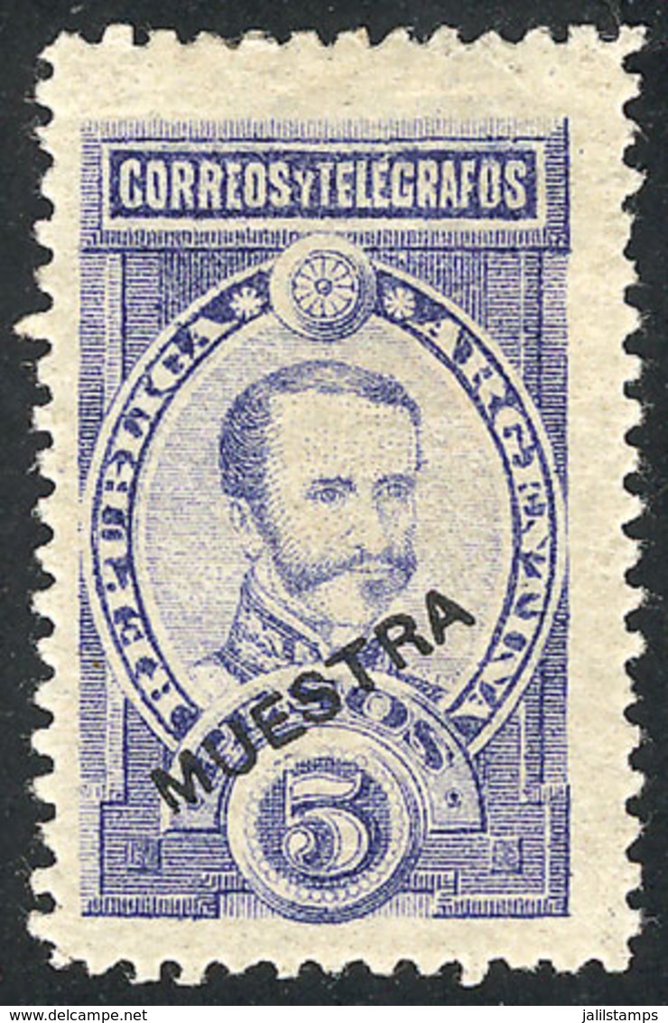 ARGENTINA: GJ.116MU, 5P. Lamadrid, With MUESTRA Overprint, Without Gum, VF - Autres & Non Classés