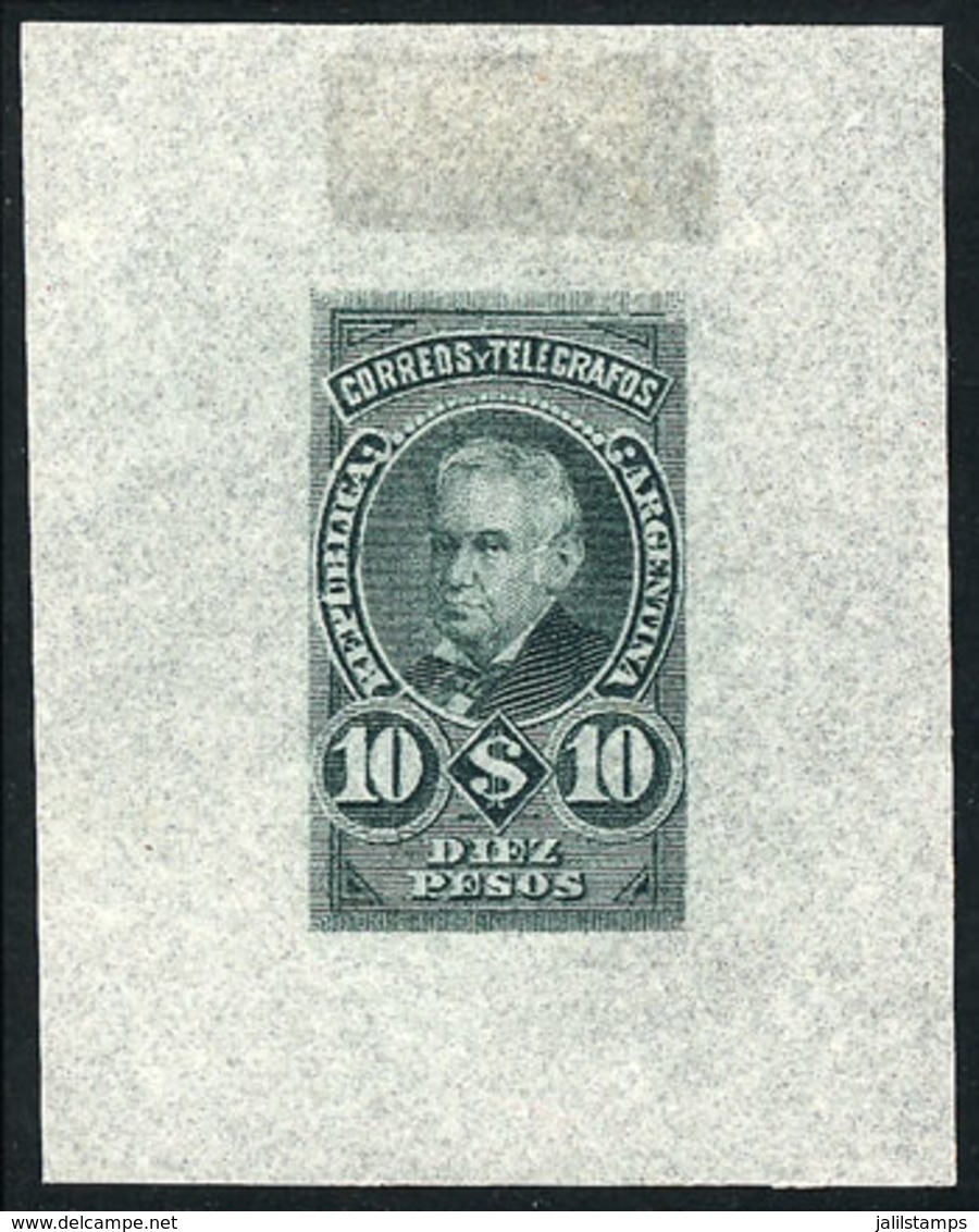 ARGENTINA: GJ.117, 10P Vicente López (unissued), DIE PROOF In Aquamarine Color, Very Thin Translucent Paper, VF Quality - Otros & Sin Clasificación