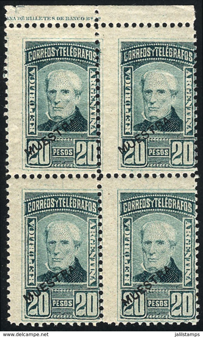 ARGENTINA: GJ.118AMU, 20P Brown, Block Of 4 With MUESTRA Ovpt, With SHIFTED PERFORATION Variety, VF Quality - Altri & Non Classificati