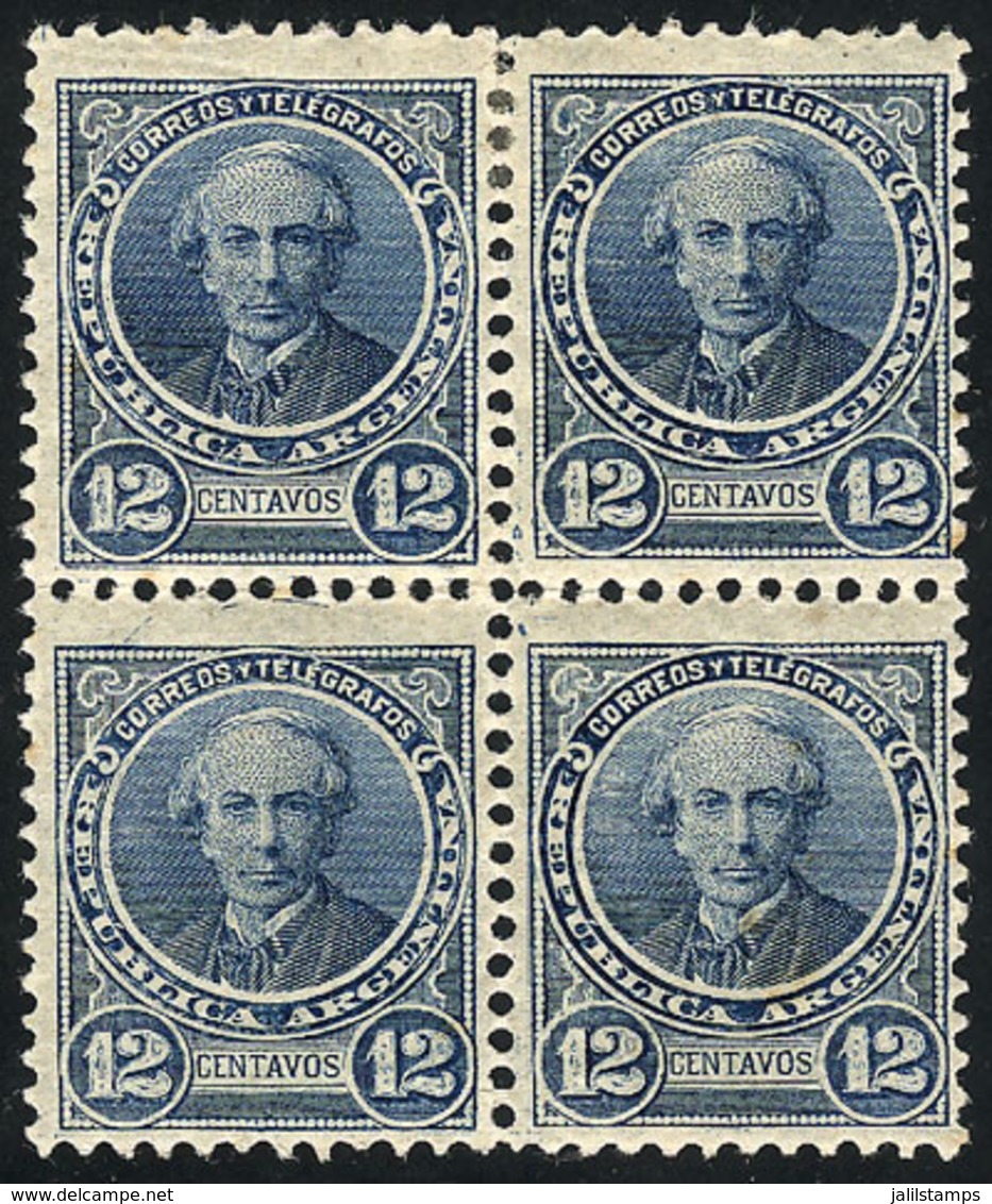 ARGENTINA: GJ.129, 12c. Alberdi, Perf 11½ X 12, Block Of 4, VF Quality - Autres & Non Classés