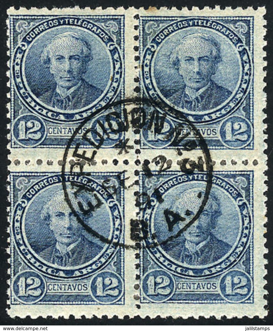 ARGENTINA: GJ.129, 12c. Alberdi, Perf 11½ X 12, Used Block Of 4, VF Quality - Autres & Non Classés