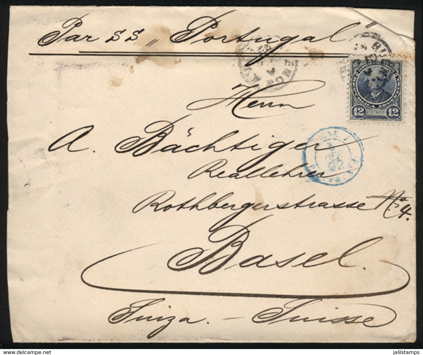 ARGENTINA: GJ.129, 12c. Alberdi, Perf 11½ X 12, On Cover Sent From Buenos Aires To Basel (Switzerland) In DE/1892 - Altri & Non Classificati