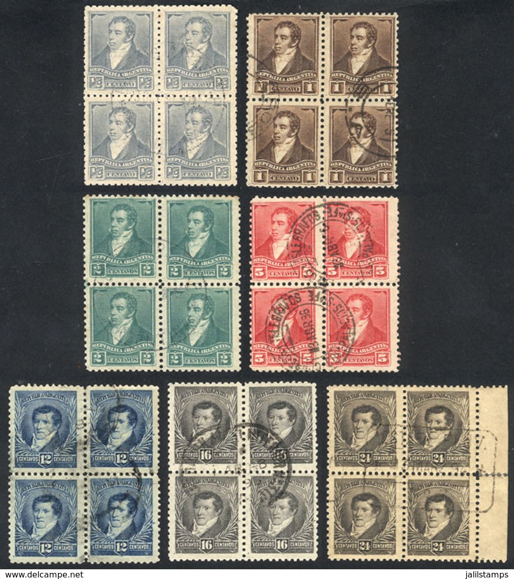 ARGENTINA: GJ.137 + Other Values, ½c, 1c, 2c, 5c, 12c, 16c And 24c. Rivadavia And Belgrano, Small Sun Wmk, Perf 11½, Use - Altri & Non Classificati