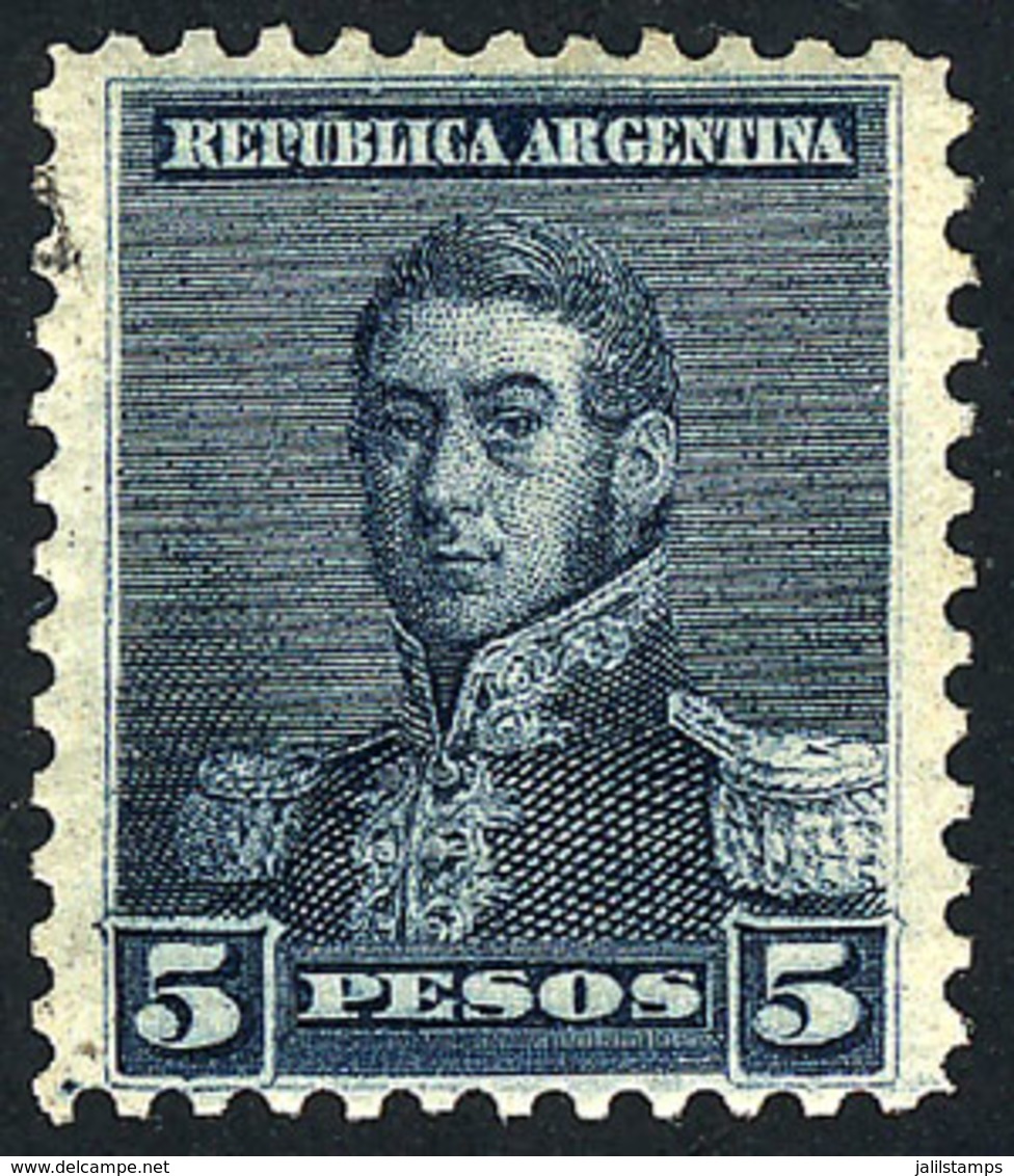 ARGENTINA: GJ.151, San Martín 5P., Small Sun Wmk, Perf 11½, MNH, VF Quality - Otros & Sin Clasificación