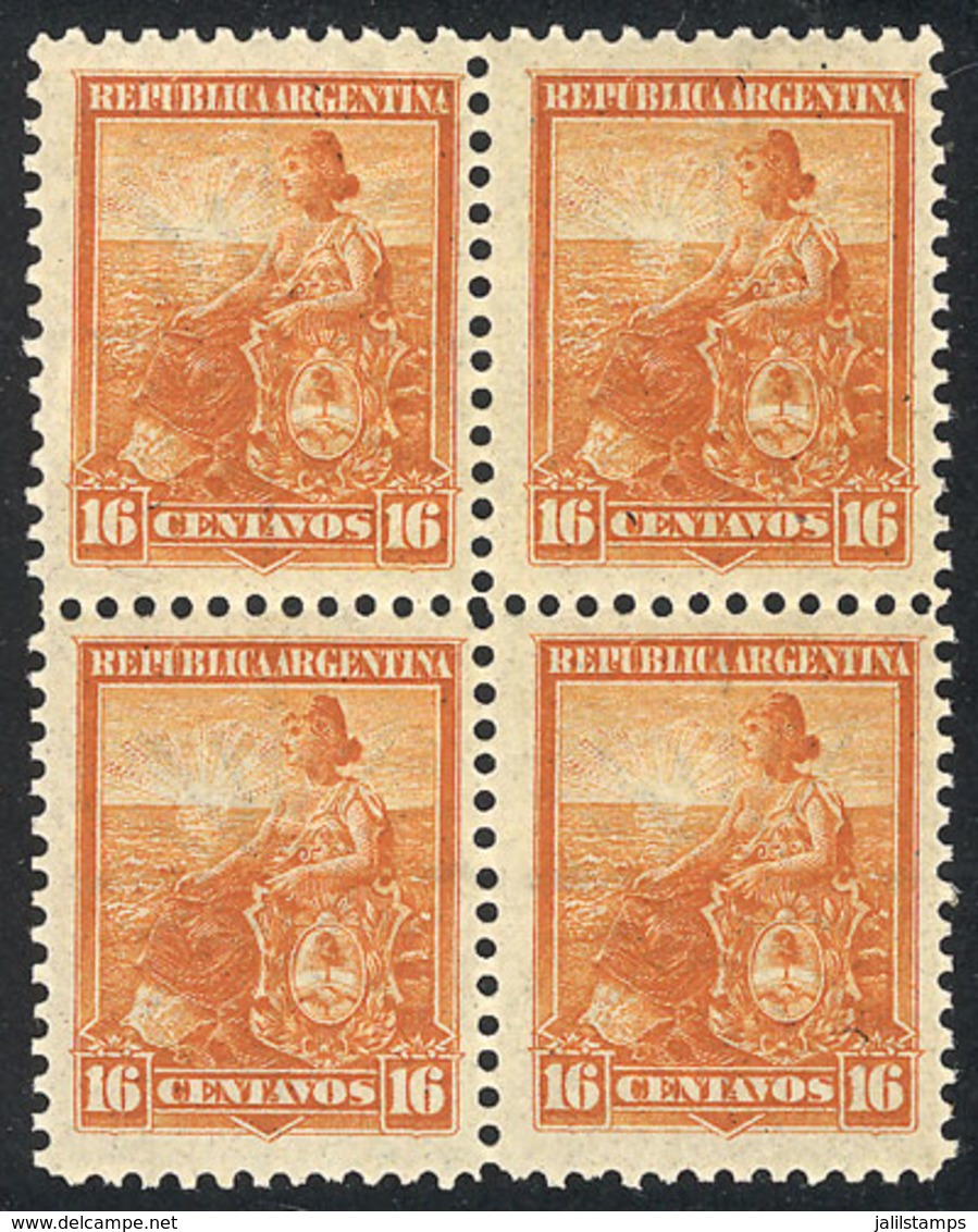 ARGENTINA: GJ.228, 16c. Seated Liberty, Block Of 4, VF Quality (3 Stamps MNH!) - Other & Unclassified