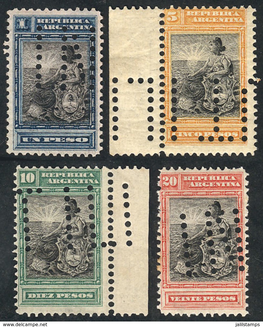 ARGENTINA: GJ.235/8O, Seated Liberty, High Values Of The Set, With "INUTILIZADO" Invalidating Perforations, VF Quality" - Otros & Sin Clasificación