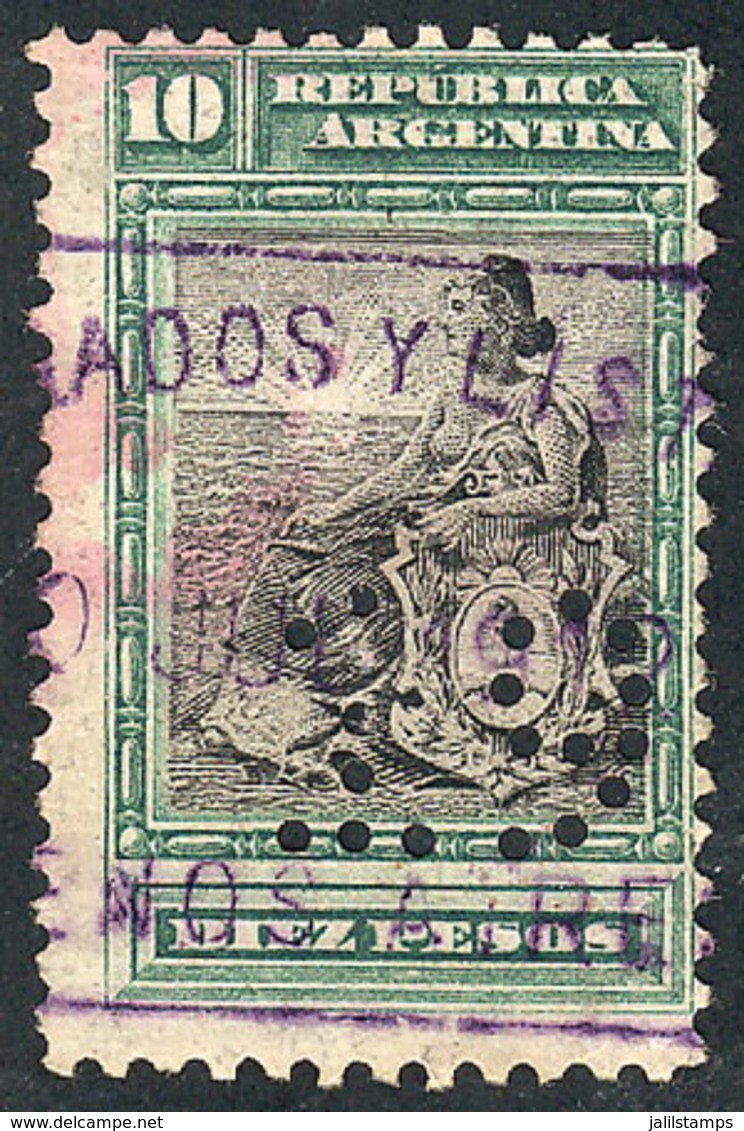 ARGENTINA: GJ.237O, 10P. Seated Liberty, With Number Perforations, VF Quality - Altri & Non Classificati