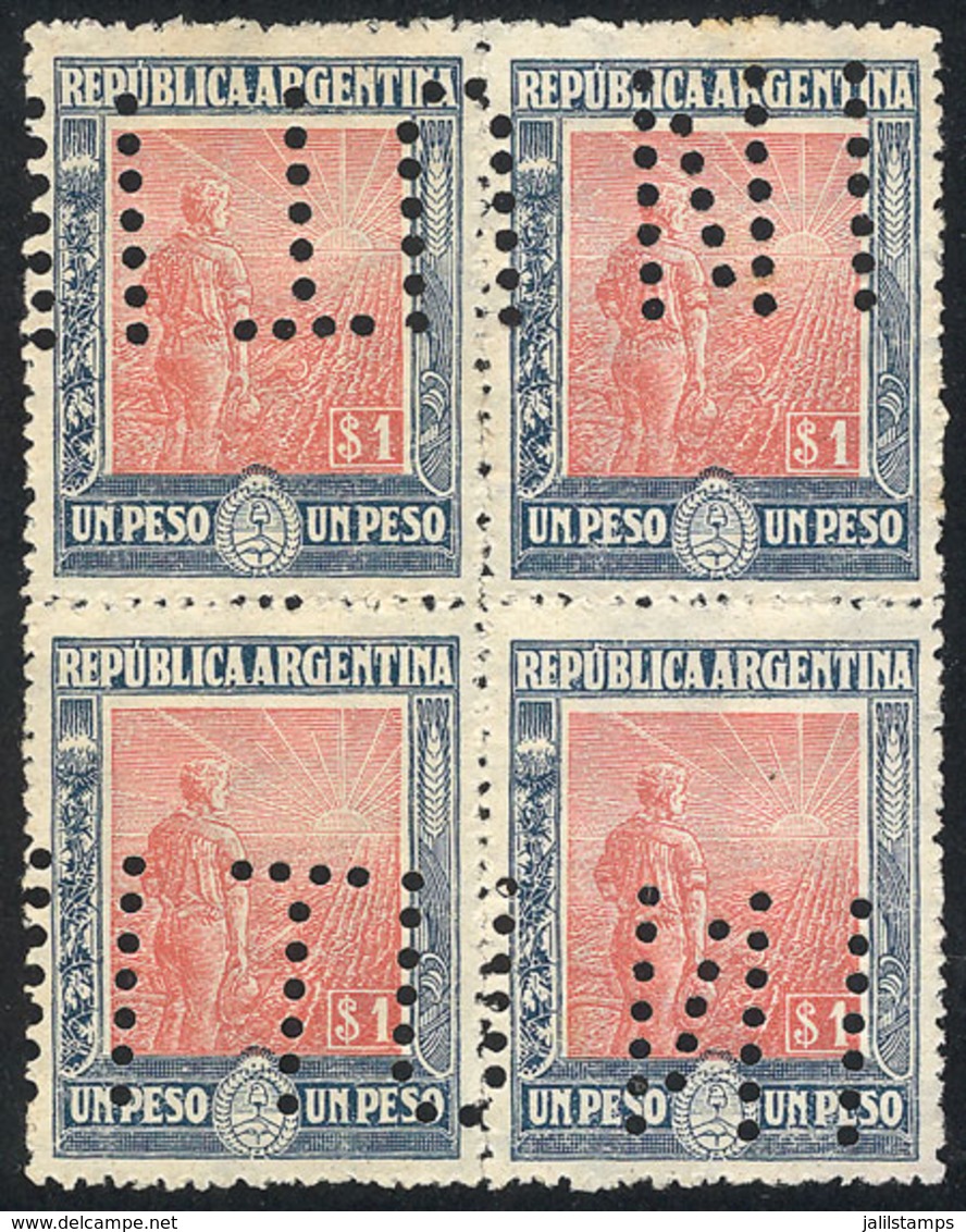 ARGENTINA: GJ.359O, 1P. Labrador, Block Of 4 With "INUTILIZADO" Perforation, VF Quality" - Other & Unclassified
