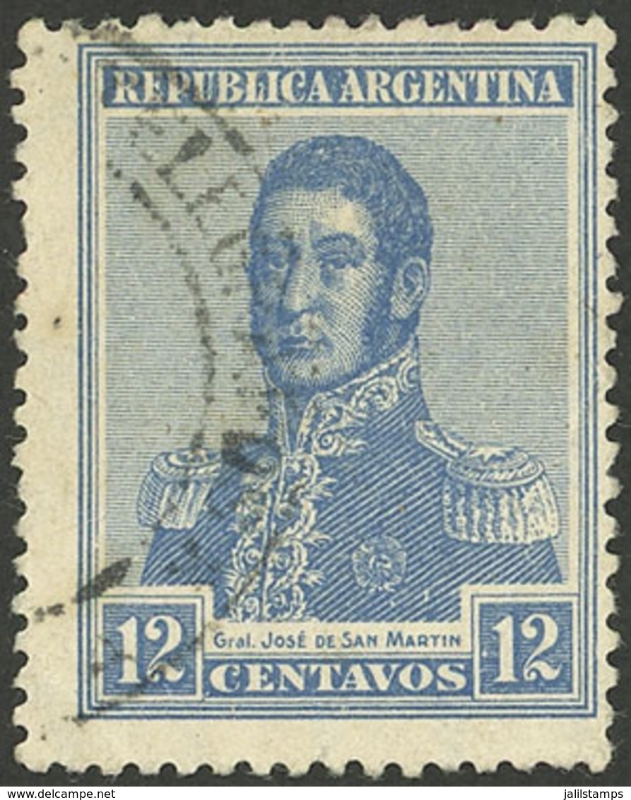 ARGENTINA: GJ.437, 12c. San Martín, With Vertical Honeycomb Wmk, Used, VF Quality - Other & Unclassified