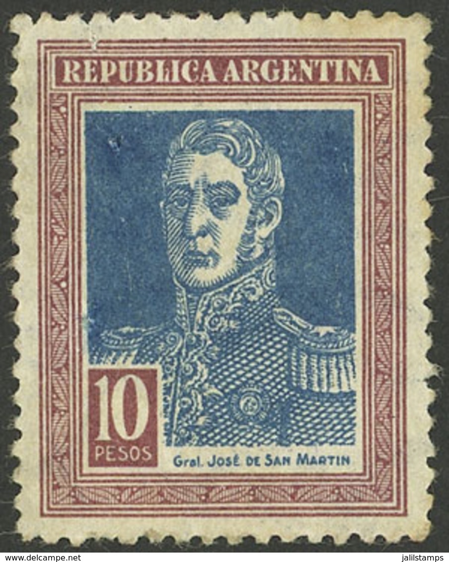 ARGENTINA: GJ.588, 10P. San Martín, Round Sun Wmk, VF Quality - Autres & Non Classés