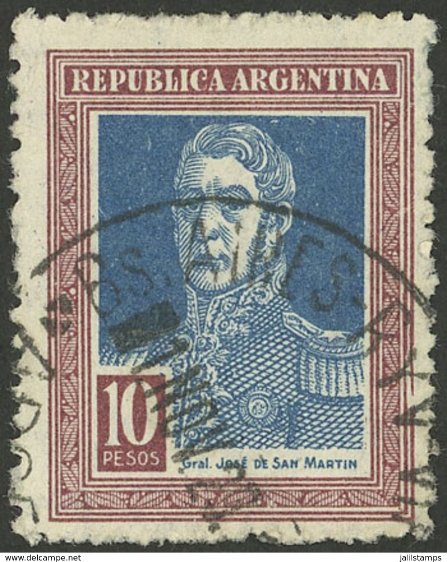 ARGENTINA: GJ.588, 10P. San Martín, Round Sun Wmk, Used, VF Quality - Autres & Non Classés