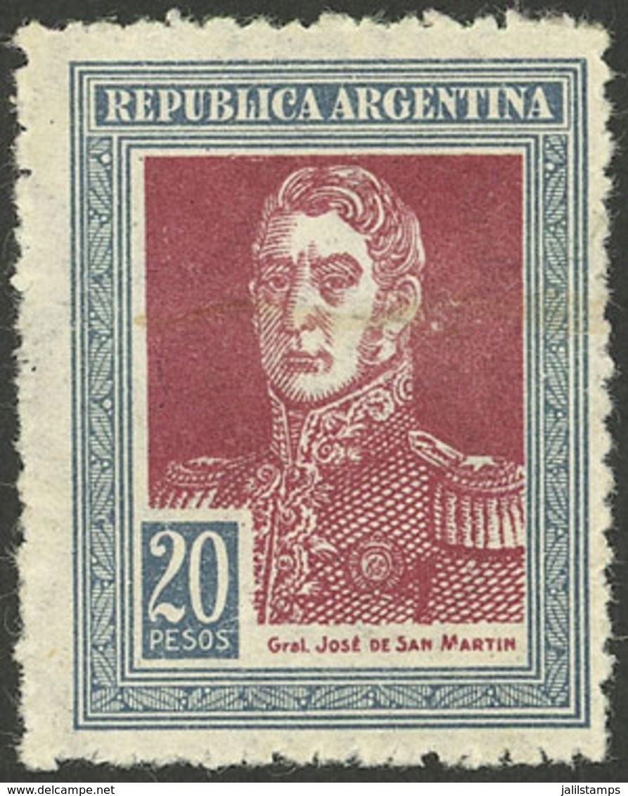 ARGENTINA: GJ.589, 20$ San Martín, Round Sun Wmk, VF - Autres & Non Classés